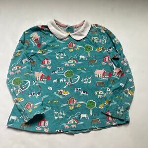 Baby Boden Pretty Collar Farm Long Sleeve Top Shirt
